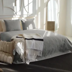 Bedsprei Flowers - Zilver
