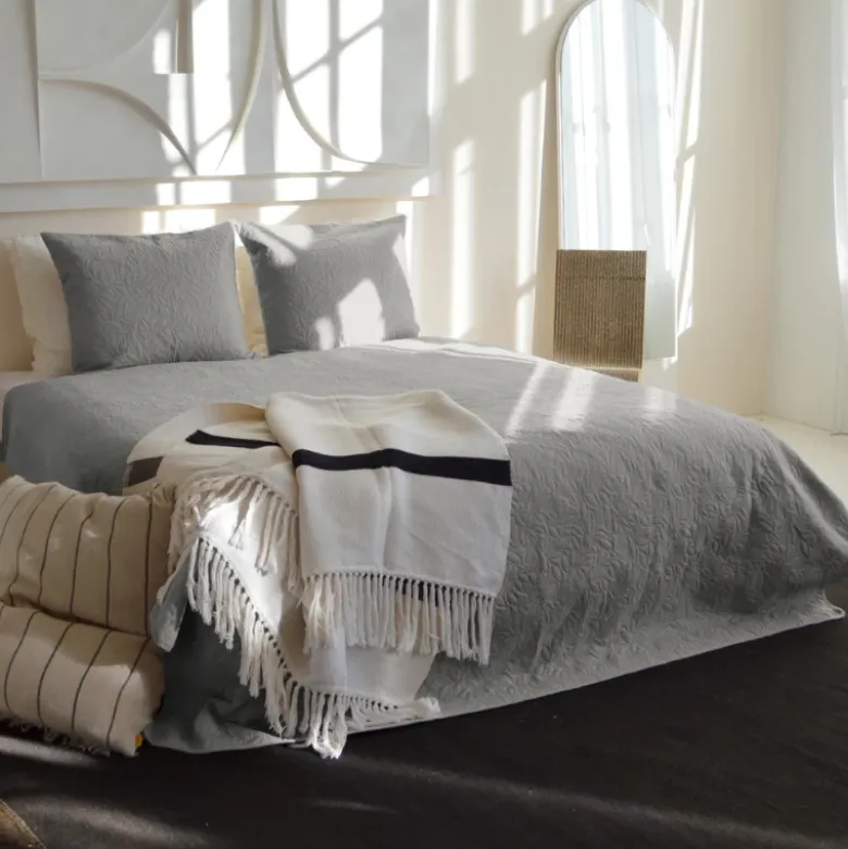 Bedsprei Flowers - Zilver