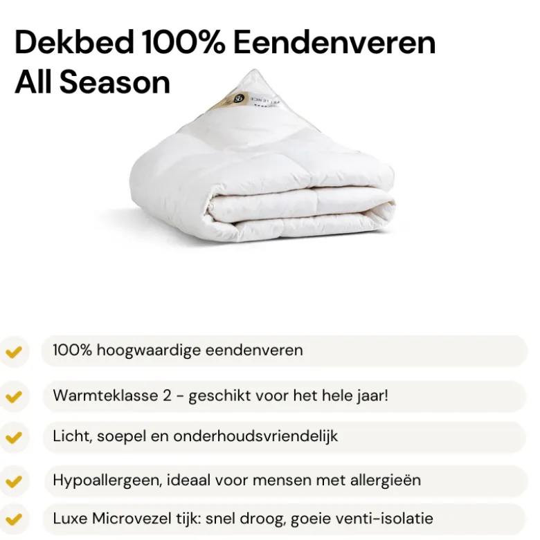 Dekbed - 100% Eendenveren - All Season
