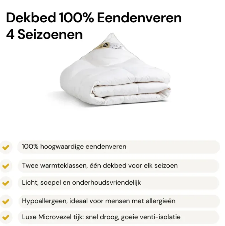 Dekbed - 100% Eendenveren - 4 Seizoenen