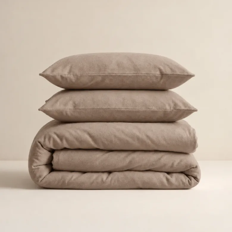 Dekbedovertrek Katoen Flanel - Uni - Taupe