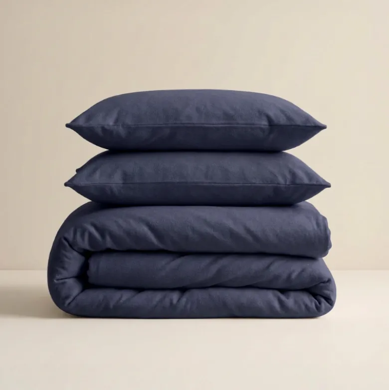 Dekbedovertrek Katoen Flanel - Uni - Navy