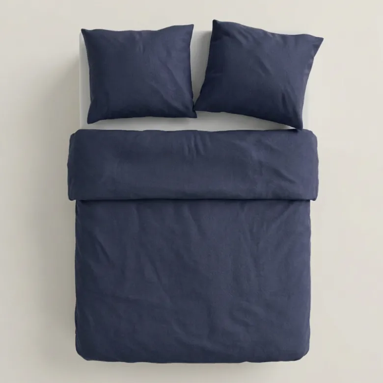 Dekbedovertrek Katoen Flanel - Uni - Navy