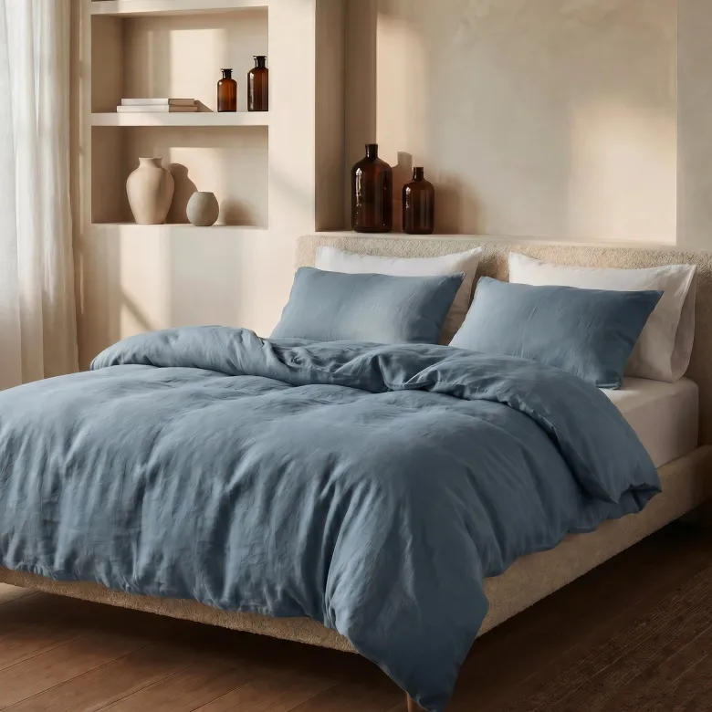 Dekbedovertrek Katoen Stone Washed - Blauw