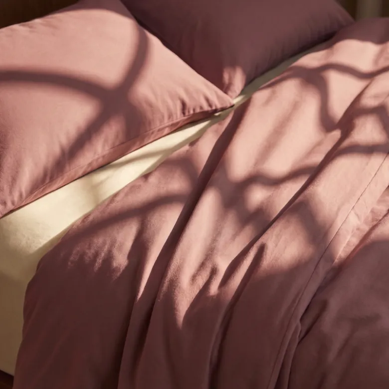 Dekbedovertrek Percale Katoen Uni - Oud Roze