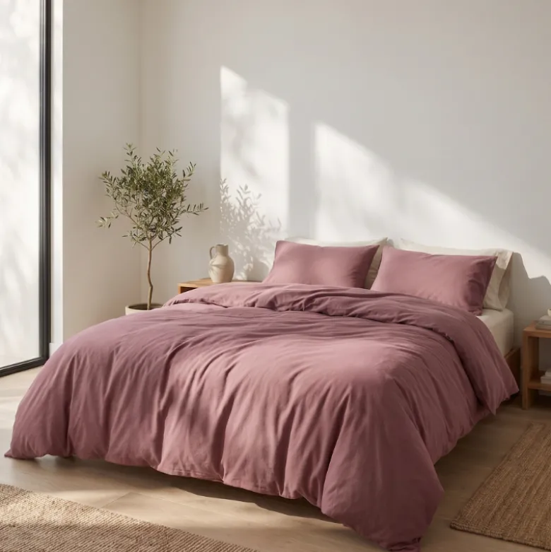 Dekbedovertrek Percale Katoen Uni - Oud Roze