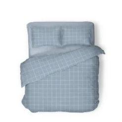 Dekbedovertrek Percale-Katoen - Squared Blauw