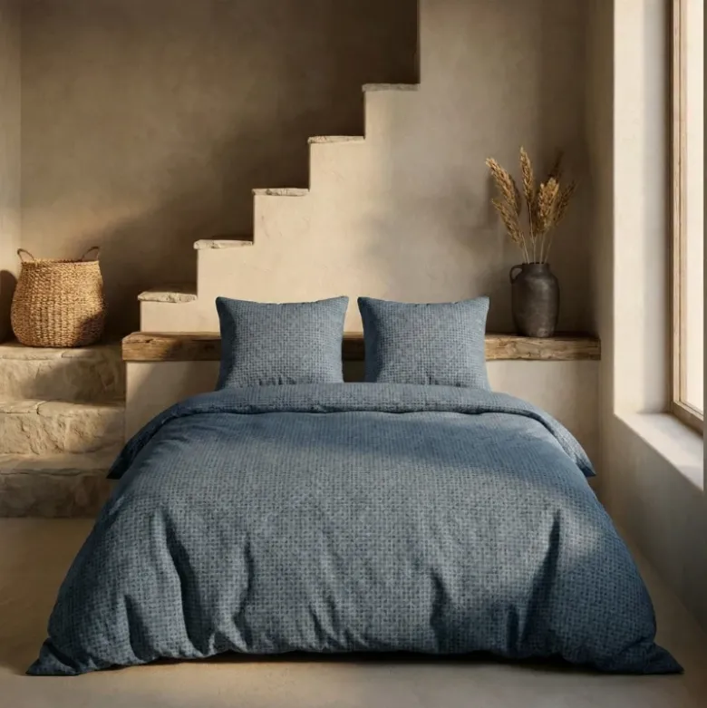 Dekbedovertrek Percale-Katoen - Stonewash Blue