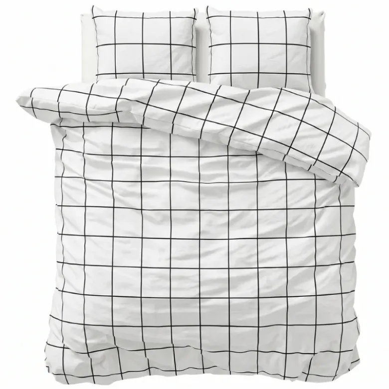 Dekbedovertrek Percale-Katoen - Squared Wit