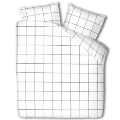 Dekbedovertrek Percale-Katoen - Squared Wit