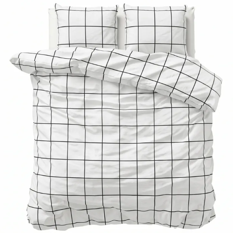 Dekbedovertrek Percale-Katoen - Squared Wit