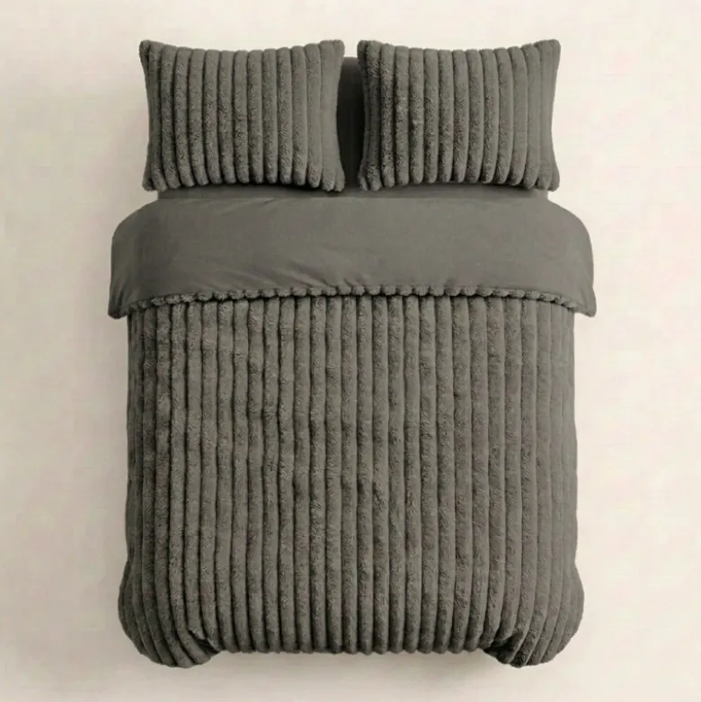 Dekbedovertrek Teddy Rib - Antraciet