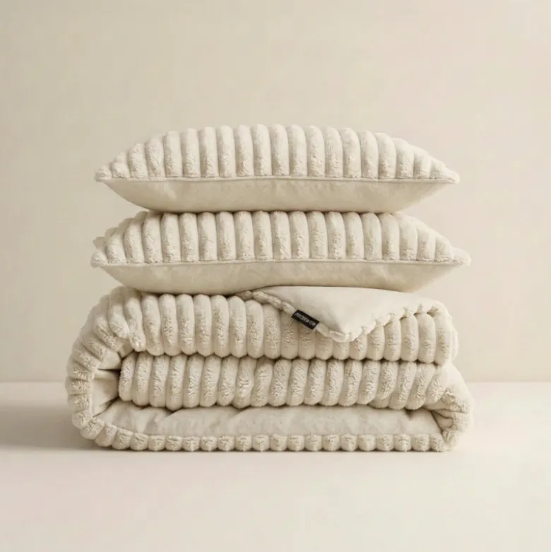 Dekbedovertrek Teddy Rib - Creme/Off White