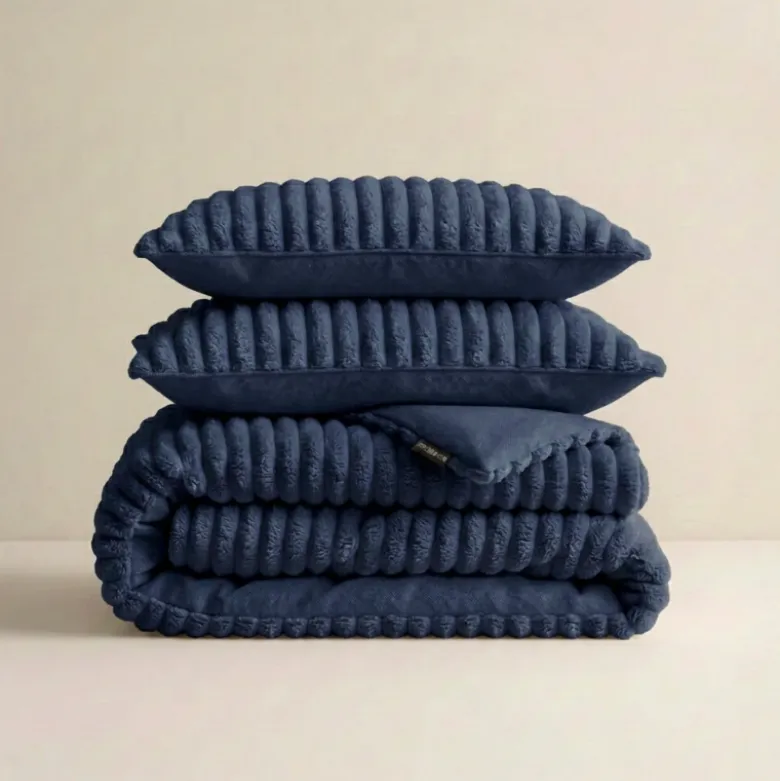 Dekbedovertrek Teddy Rib - Navy