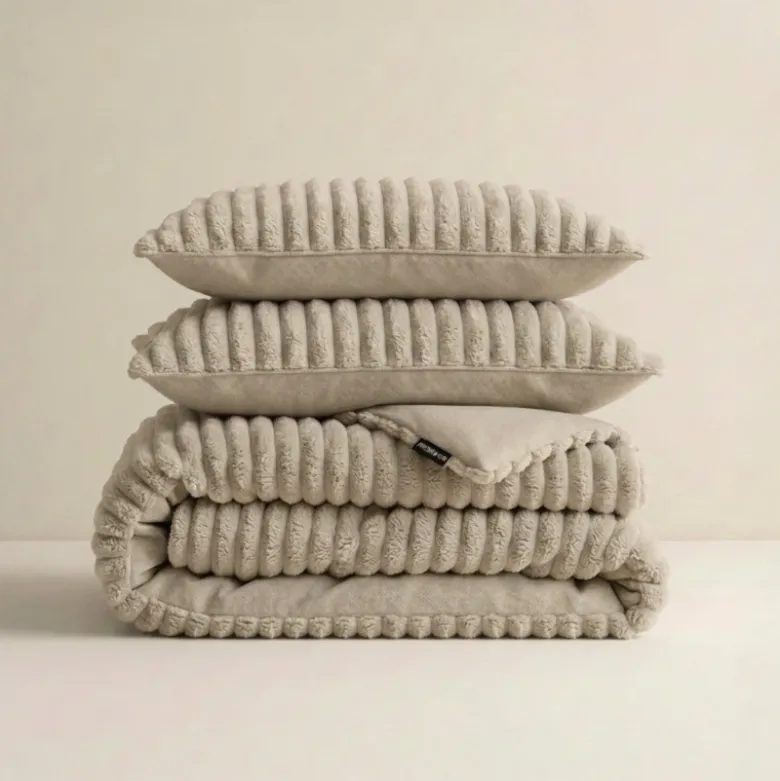 Dekbedovertrek Teddy Rib - Taupe