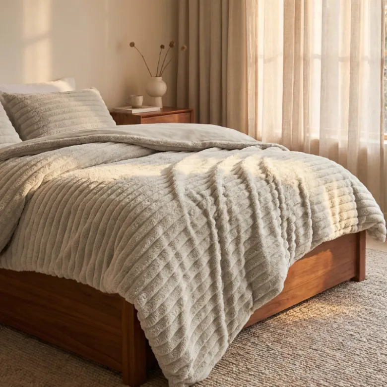 Dekbedovertrek Teddy Rib - Taupe