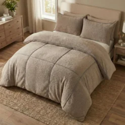 Dekbedovertrek Teddy Trim - Taupe / Antraciet