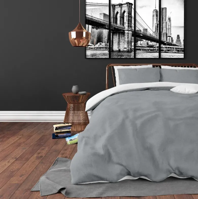 Dekbedovertrek Twin Face - Wit/Grijs
