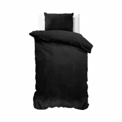 Dekbedovertrek Velvet Uni - Zwart
