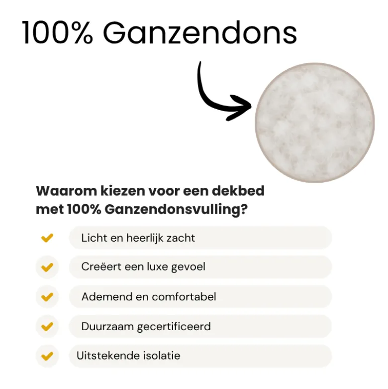 Dekbed 4 Seizoenen & 2 Hoofdkussens - 100% Ganzendons Bundel