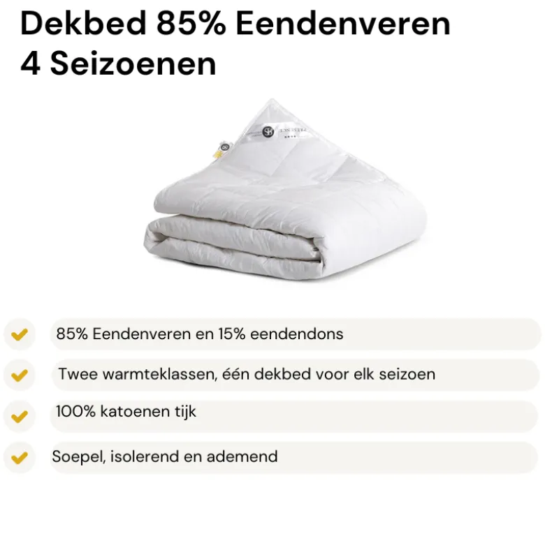 Dekbed 4 Seizoenen & 2 Hoofdkussens - 85% Eendenveren Bundel