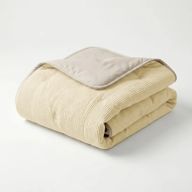 Easy Dekbed Zonder Overtrek Corduroy - Champagne/Taupe