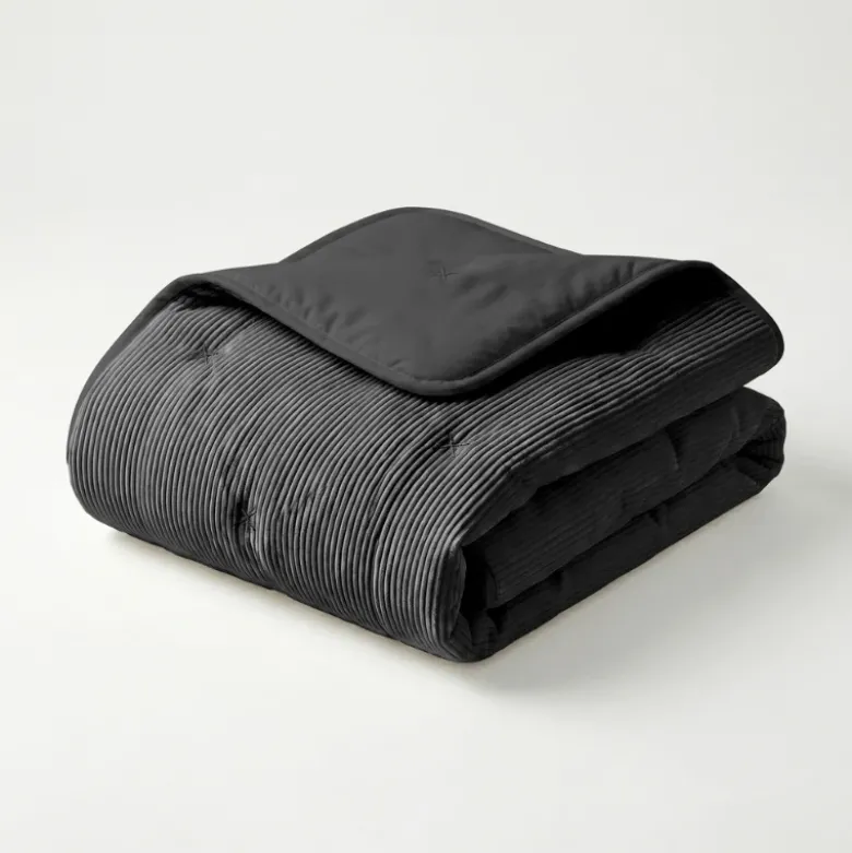 Easy Dekbed Zonder Overtrek Corduroy - Antraciet/Zwart