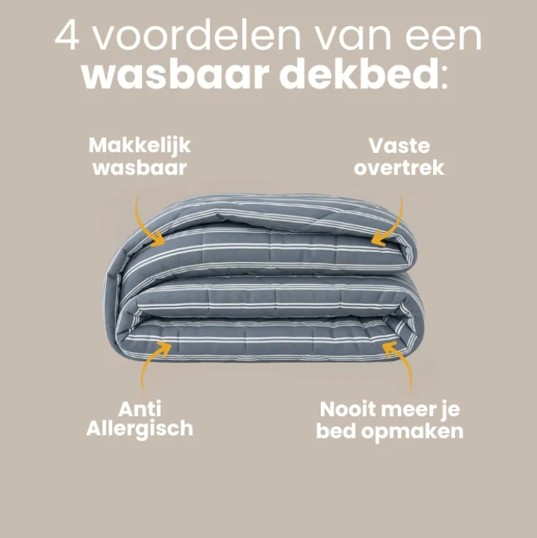 Easy Dekbed Zonder Overtrek - Double Stripe - Blauw