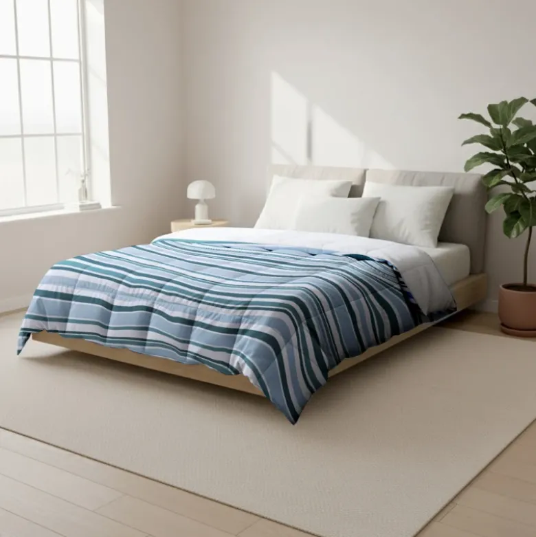 Easy Dekbed Zonder Overtrek - Horizontal Lines - Navy