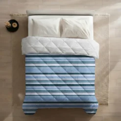 Easy Dekbed Zonder Overtrek - Horizontal Lines - Navy