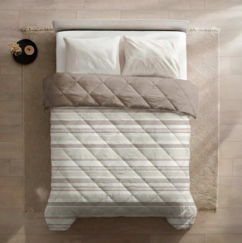 Easy Dekbed Zonder Overtrek - Horizontal Lines - Beige