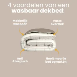 Easy Dekbed Zonder Overtrek - Horizontal Lines - Beige