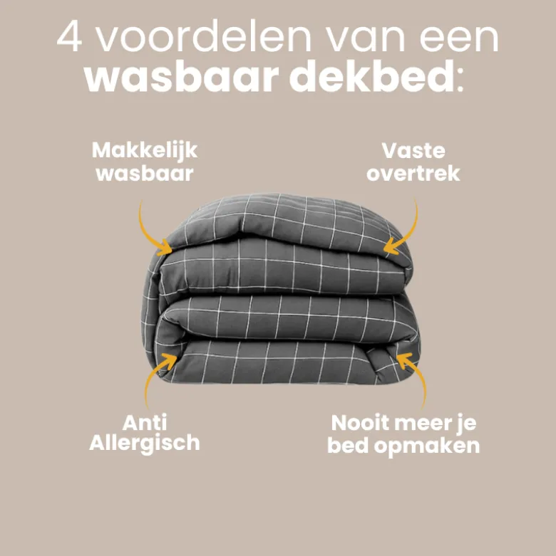 Easy Dekbed Zonder Overtrek - Squares - Grijs