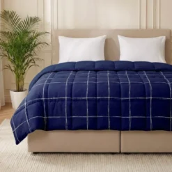 Easy Dekbed Zonder Overtrek - Scribble Squares - Navy