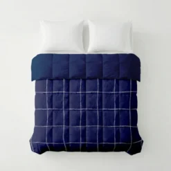 Easy Dekbed Zonder Overtrek - Scribble Squares - Navy
