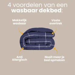 Easy Dekbed Zonder Overtrek - Scribble Squares - Navy