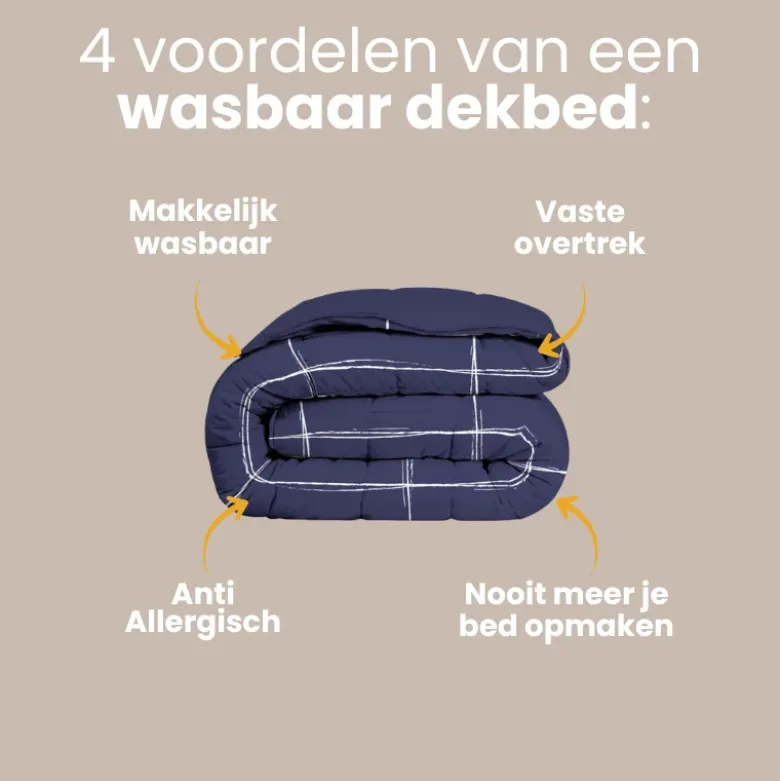 Easy Dekbed Zonder Overtrek - Scribble Squares - Navy