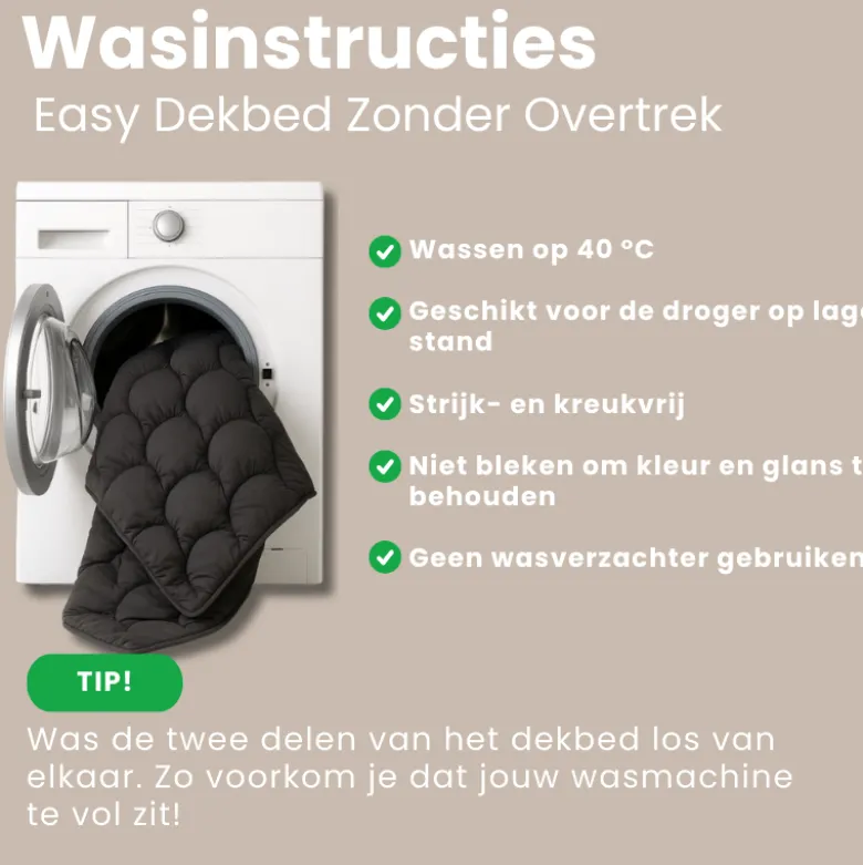 Easy Dekbed Zonder Overtrek - 4 Seizoenen - Grijs