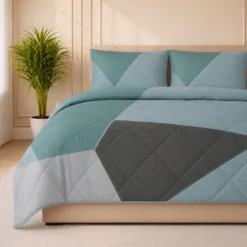 Easy Dekbed Zonder Overtrek Triangular Bliss - Blauw