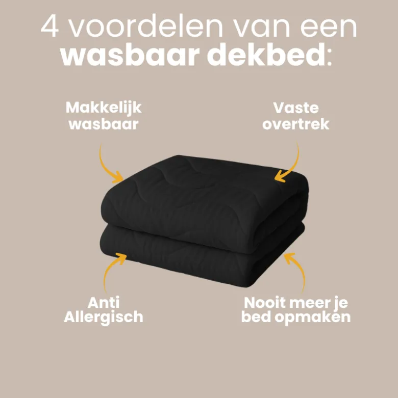 Easy Dekbed Zonder Overtrek Wave Uni - Zwart