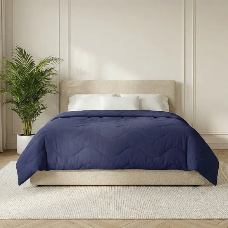 Easy Dekbed Zonder Overtrek Wave Uni - Navy