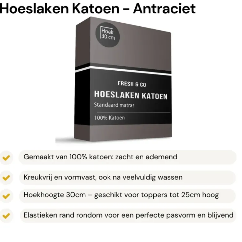 Hoeslaken - Katoen - Antraciet