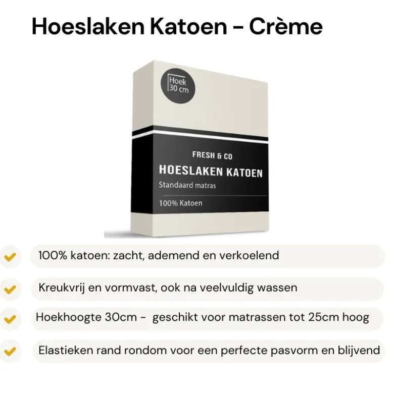 Hoeslaken - Katoen - Crème