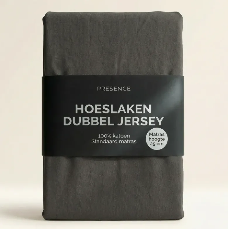 Hoeslaken - Katoen Dubbel Jersey - Antraciet