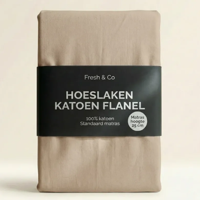 Hoeslaken Katoen Flanel - Crème