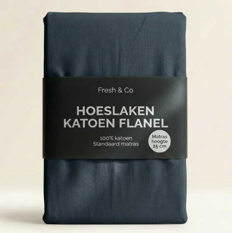 Hoeslaken Katoen Flanel - Navy