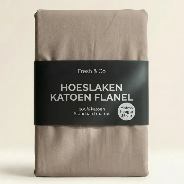 Hoeslaken Katoen Flanel - Taupe