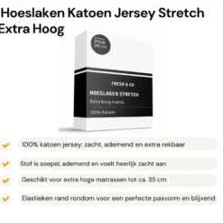 Hoeslaken - Katoen Jersey Stretch - Extra Hoog - Wit