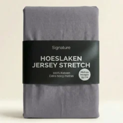 Hoeslaken - Katoen Jersey Stretch - Extra Hoog - Zilver grijs