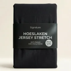 Hoeslaken - Katoen Jersey Stretch - Extra Hoog - Zwart